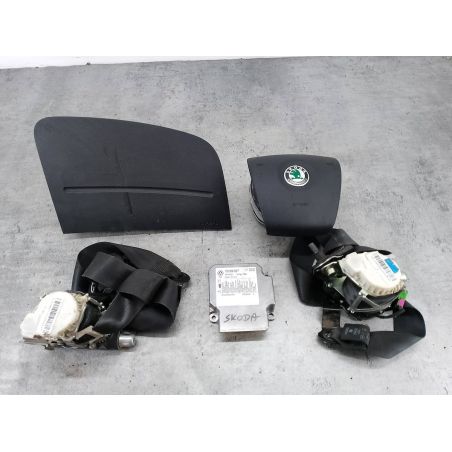 ZESTAW PODUSZEK AIRBAG, PASY PRZÓD, SENSOR SKODA FABIA II 1.2 HTP 6V 60KM 1.2 HTP 2009 1C0909605F 5J1880202 5J0880201D 