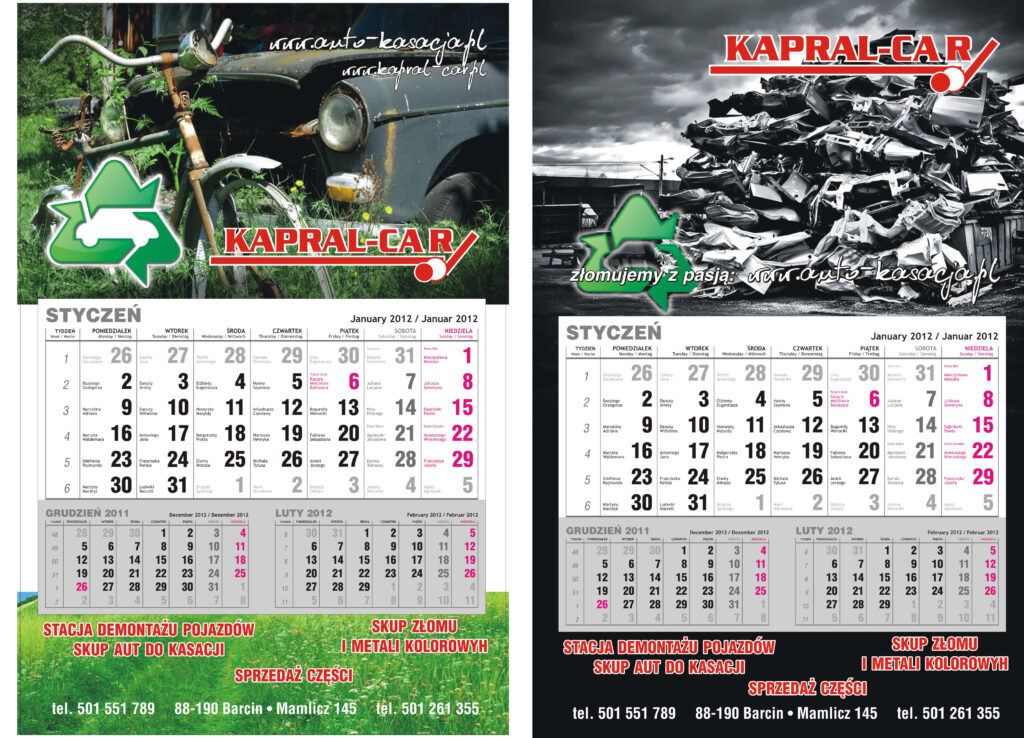 Pierwsze kalendarze skupu aut Kapral-Car